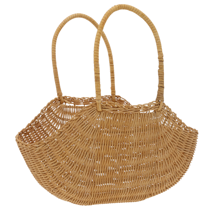 Naturalna torba dekoracyjna M (wys. 31 cm) z naturalnych surowców. Idealna osłonka na doniczkę dla średnich roślin, koszyk piknikowy lub torba na plażę. Modna i pojemna, idealna do stylu boho.
