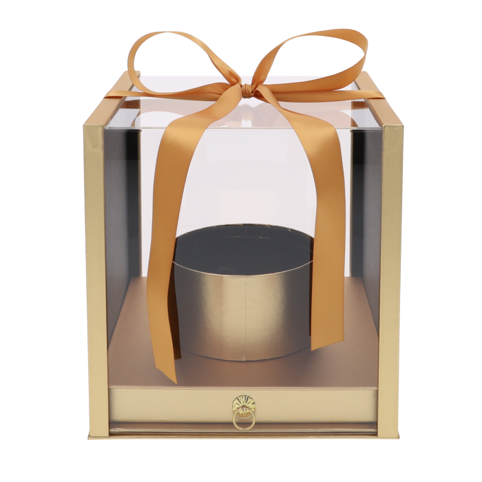 Flower box serce z szufladą (25x25 cm) – ekskluzywne pudełko na kwiaty i niespodziankę. Idealny prezent na Walentynki, rocznicę ślubu, zaręczyny lub Dzień Kobiet. Dwupoziomowe opakowanie na czekoladki, biżuterię lub inne drobiazgi.