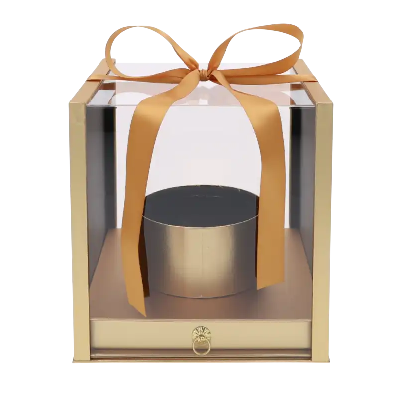 Flower box serce z szufladą (25x25 cm) – ekskluzywne pudełko na kwiaty i niespodziankę. Idealny prezent na Walentynki, rocznicę ślubu, zaręczyny lub Dzień Kobiet. Dwupoziomowe opakowanie na czekoladki, biżuterię lub inne drobiazgi.