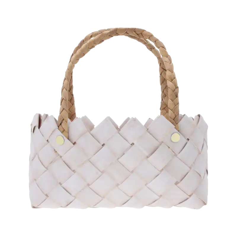Torba dekoracyjna S o wysokości 24 cm z naturalnych surowców. Pleciony koszyk z wygodnymi uszami, idealny jako osłonka na rośliny lub stylowy organizer do wnętrz w stylu boho.