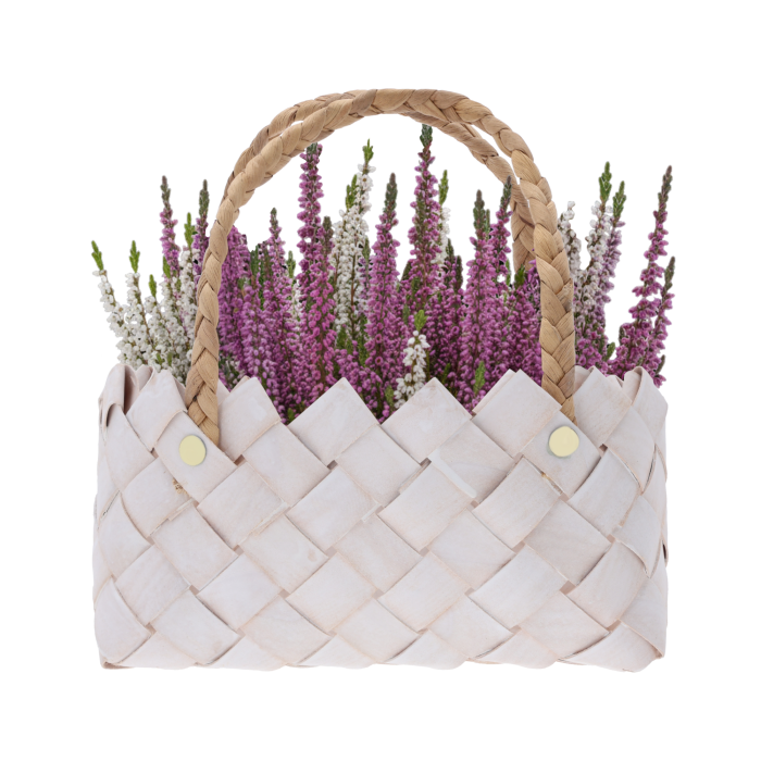 Naturalna torba dekoracyjna S (24 cm wys.) z surowców naturalnych. Osłonka na małą doniczkę w stylu boho lub skandynawskim. Urocza torebka prezentowa, lekka i estetyczna.