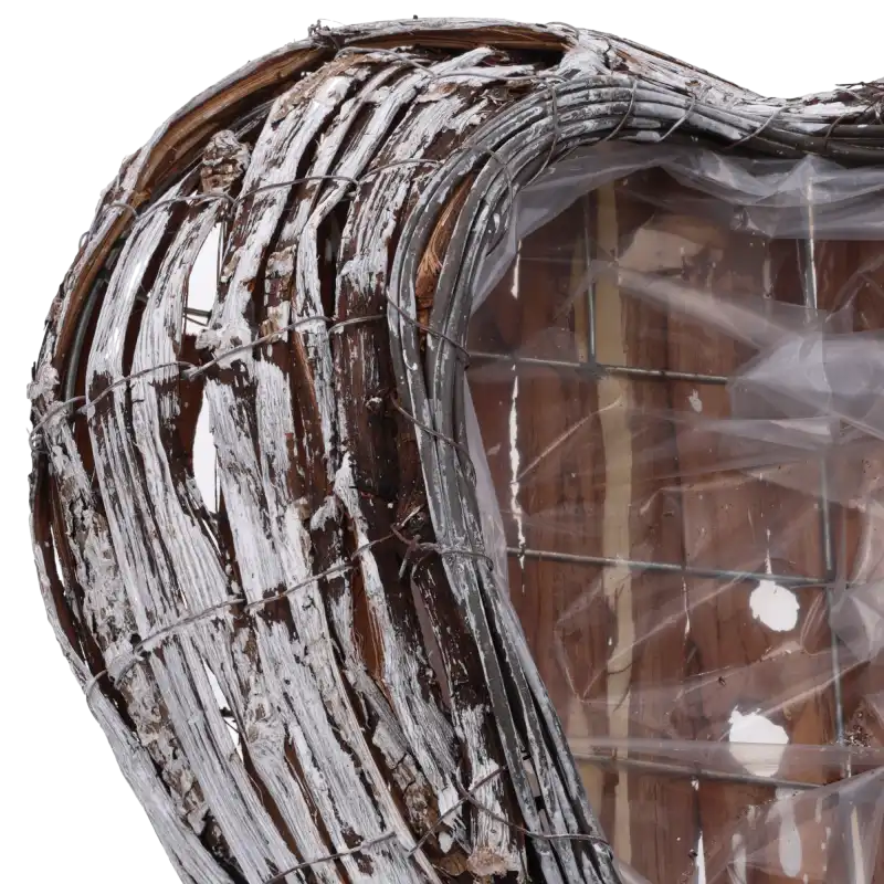 Bielona osłonka serce 60 cm – naturalny dodatek do dekoracji florystycznych, bukietów, stroików i aranżacji świątecznych, nagrobnych, walentynkowych oraz okolicznościowych. Stabilna konstrukcja stalowa.