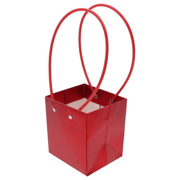 Torebka kwiatowa czerwona papierowa 31 cm na bukiety, rośliny doniczkowe, stylowa dekoracja prezentu, elegancka i trwała, idealna do florystyki, uniwersalna czerwona torba do kwiatów i upominków.