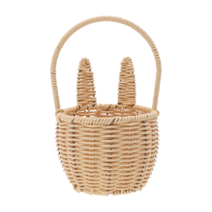 Okrągły kosz na święconkę z uszami o średnicy 14 cm. Naturalna plecionka na metalowym stelażu, idealna baza do wiosennych aranżacji i dekoracji wielkanocnych.