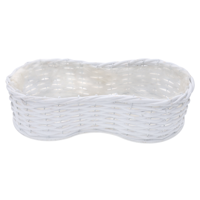 Wiklinowa osłonka ósemka biała 40 cm z folią ochronną. Dekoracyjna, jasna oprawa o długości 40 cm do kwiatów i kompozycji.