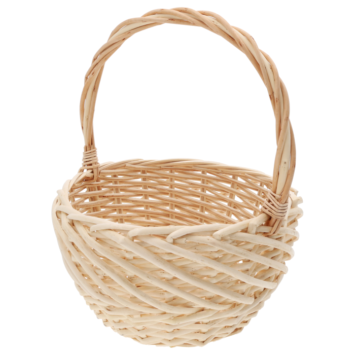 naturalny kosz wiklinowy 23 cm, okrągły kosz wielkanocny i prezentowy, kosz pod stroiki, owoce i zestawy upominkowe, idealny na święconkę dla dzieci i dekoracje domu, pojemny i praktyczny