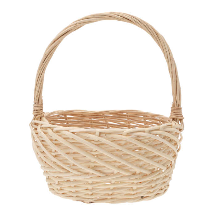 Owalny kosz wiklinowy pastelowy, praktyczny i elegancki, pojemny kosz do przechowywania, dekoracji wielkanocnych, zestawów prezentowych i kwiatów.