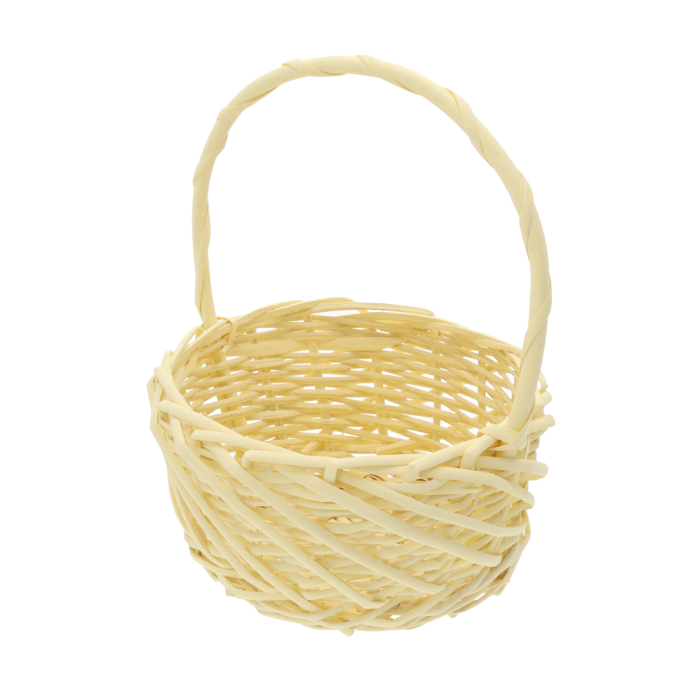 Okrągły kosz wiklinowy 20 cm w pastelowym kolorze, pojemny kosz na święconkę, zestawy prezentowe, owoce i słodycze, praktyczny i dekoracyjny kosz na Wielkanoc.