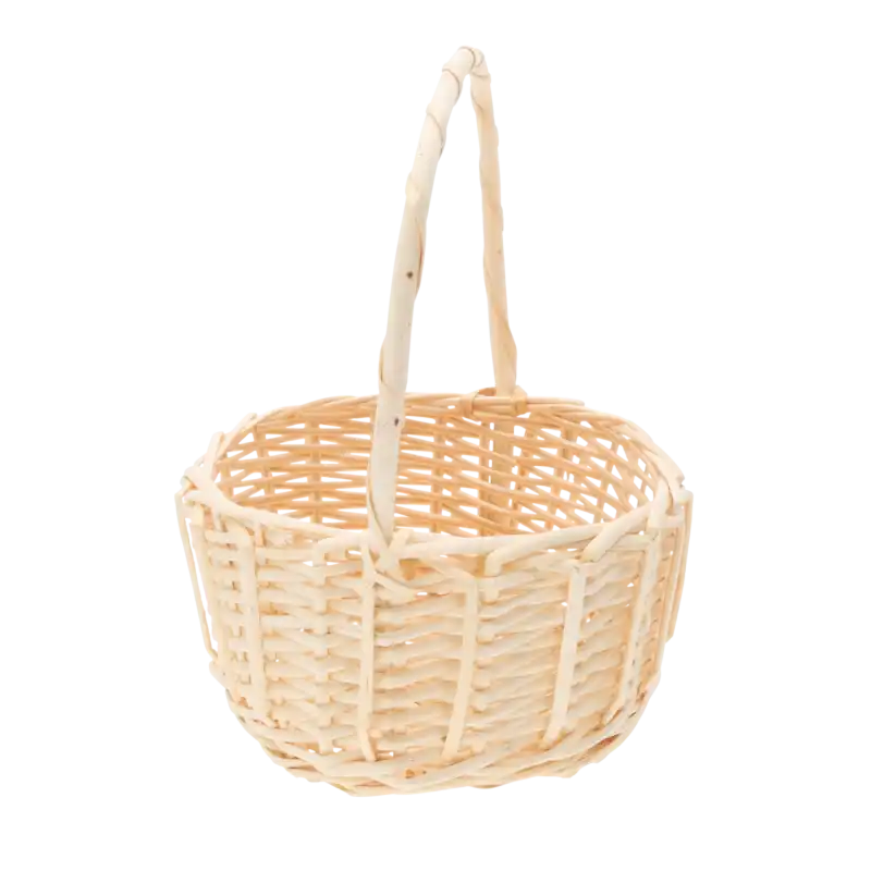 Okrągły kosz wiklinowy ⌀ 22 cm to naturalny dodatek w rozmiarze M, idealny jako koszyki na święconkę do prezentacji pisanek.
