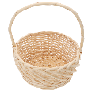Wnętrze okrągłego kosza wiklinowego ⌀ 25 cm ukazujące gęsty splot naturalnego materiału, widok z góry.