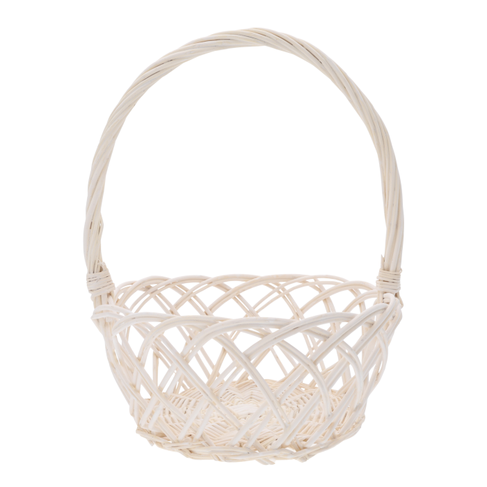 Kosz wiklinowy 22 cm naturalny, okrągły i pojemny kosz na wielkanocną święconkę, owoce, słodycze, kwiatki do sypania na Boże Ciało oraz zestawy prezentowe, lekki i trwały, doskonały do dekoracji florystycznych i sprzedaży hurtowej dla sklepów i hoteli.
