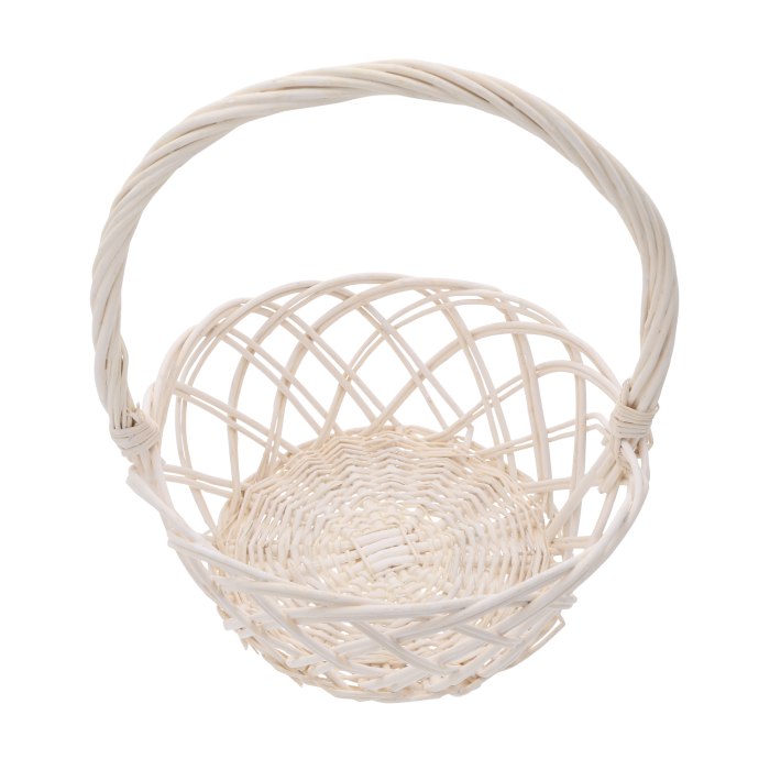Okrągły kosz wiklinowy 22 cm naturalny, pojemny kosz na Wielkanoc, święconkę, Boże Ciało, owoce i zestawy prezentowe, lekki i trwały, idealny do dekoracji florystycznych, możliwość zakupów hurtowych dla sklepów, hoteli i przestrzeni eventowych.