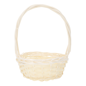 Okrągły kosz wiklinowy ⌀ 25 cm w naturalnym odcieniu. Praktyczny koszyk na święconkę z wygodną rączką, idealny do aranżacji.