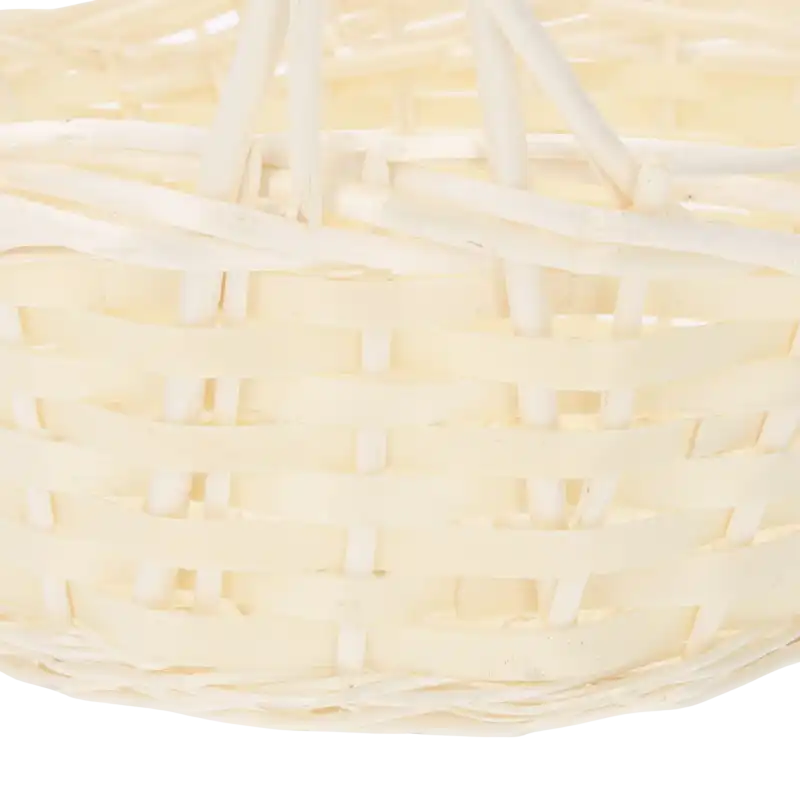 Zbliżenie na precyzyjny splot wikliny w okrągłym koszu o średnicy 20 cm. Detal konstrukcyjny ukazujący naturalną strukturę materiału.