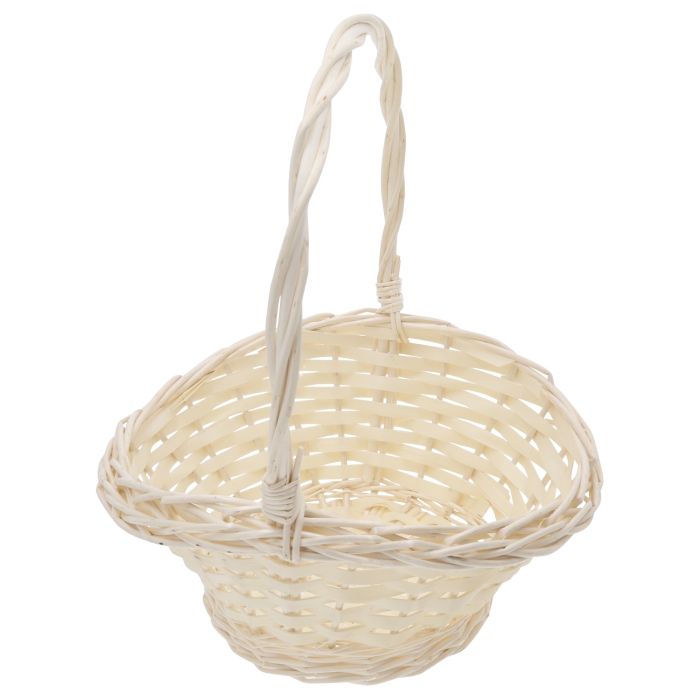 Okrągły naturalny kosz wiklinowy 30 cm koszyk wielkanocny kosz do święconki kosz prezentowy kosz kwiatowy kosz delikatesowy naturalna wiklina dekoracje wielkanocne kosze wiklinowe okrągłe koszyk na owoce tradycyjny kosz dekoracyjny.