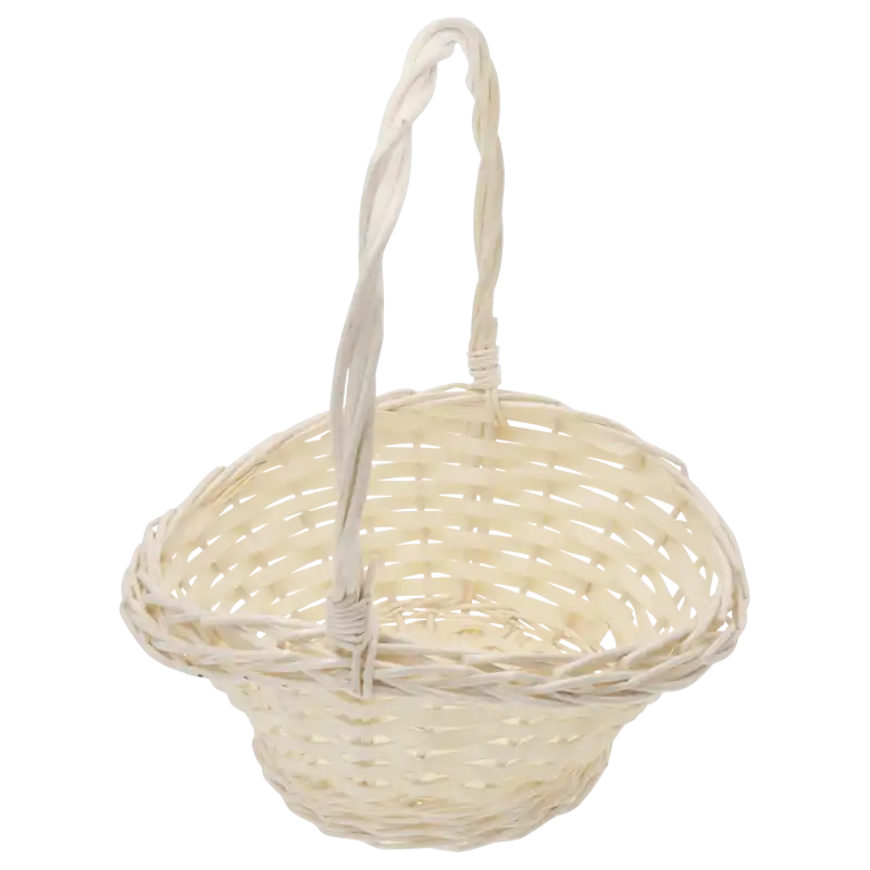 Okrągły naturalny kosz wiklinowy 30 cm w rozmiarze M. Klasyczny koszyk na święconkę lub dekoracyjne kompozycje florystyczne.