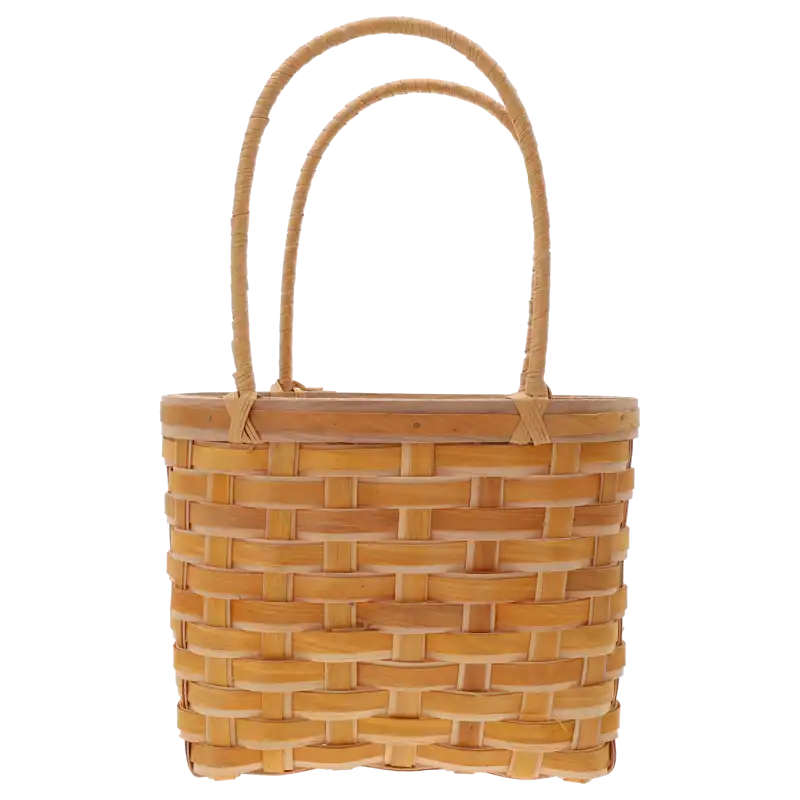 Naturalna torba dekoracyjna z łuby o wysokości 37 cm. Pleciona torebka z wygodnymi uszami idealna jako osłonka na doniczki.