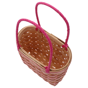 Ujęcie pod kątem na środek naturalnej torby dekoracyjnej 36 cm. Widoczny owalny kształt dna i faktura plecionki.