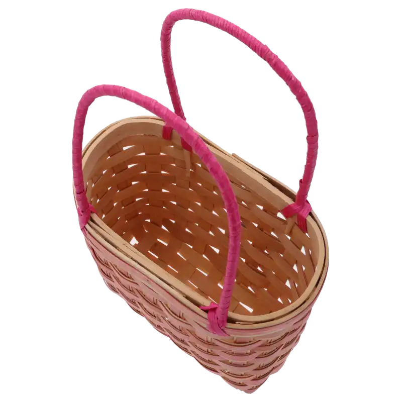 Ujęcie pod kątem na środek naturalnej torby dekoracyjnej 36 cm. Widoczny owalny kształt dna i faktura plecionki.