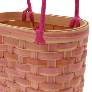 Zbliżenie na górną krawędź torby dekoracyjnej 36 cm. Widoczne mocowanie uszu oraz precyzyjny splot naturalnych surowców.