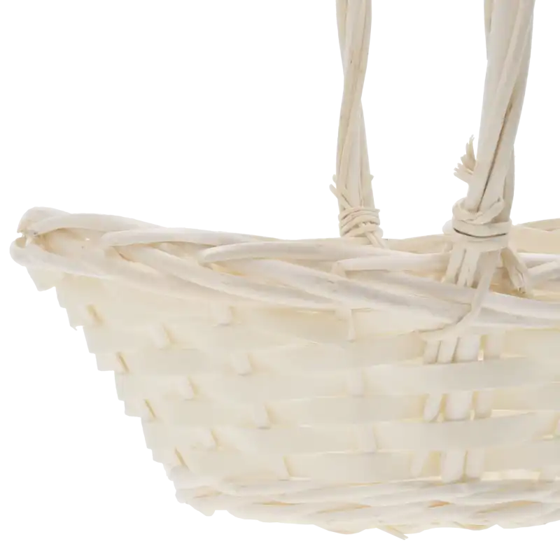 Detale techniczne splotu naturalnej wikliny kosza 25x18x23 cm, pokazujące precyzyjne wykonanie brzegów.