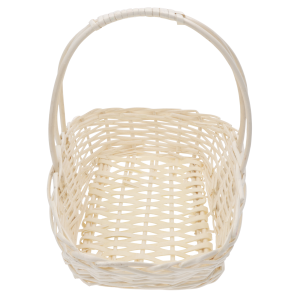 Prezentacja naturalnego kosza wiklinowego 28x22x32 cm z góry, podkreślająca głęboki, owalny kształt łódki idealny na kompozycje.