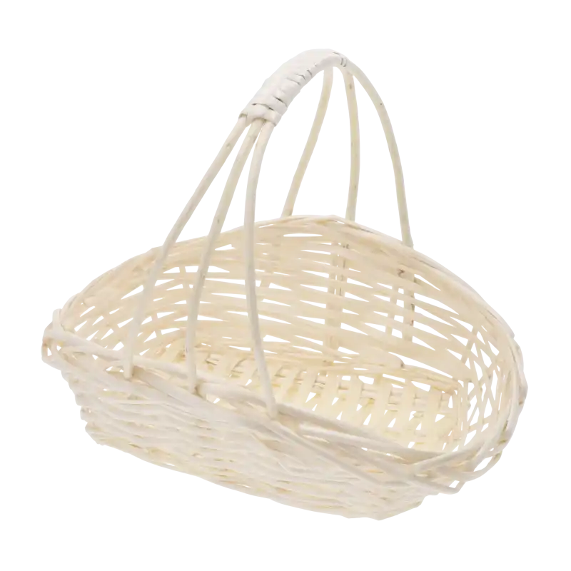 Naturalny kosz wiklinowy 23x20x28 cm z ozdobną rączką to idealny koszyk na święconkę w rozmiarze M, który pięknie wyeksponuje wielkanocne dekoracje, stroiki oraz domowe wypieki.