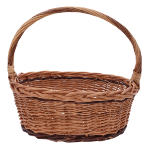 Pusty brązowy owalny kosz wiklinowy 38x31 cm. Klasyczna baza w rozmiarze L do wielkanocnych dekoracji i święconki.
