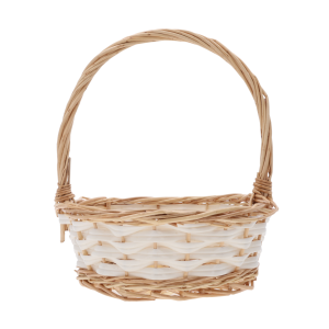 Naturalny kosz wiklinowy 22x23 cm o owalnym kształcie, idealny na wielkanocną święconkę lub jako baza do kompozycji kwiatowych w rozmiarze S.
