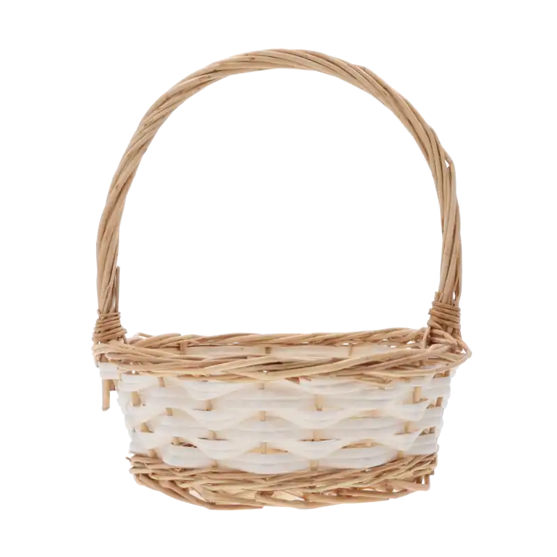 Naturalny kosz wiklinowy 22x23 cm o owalnym kształcie, idealny na wielkanocną święconkę lub jako baza do kompozycji kwiatowych w rozmiarze S.