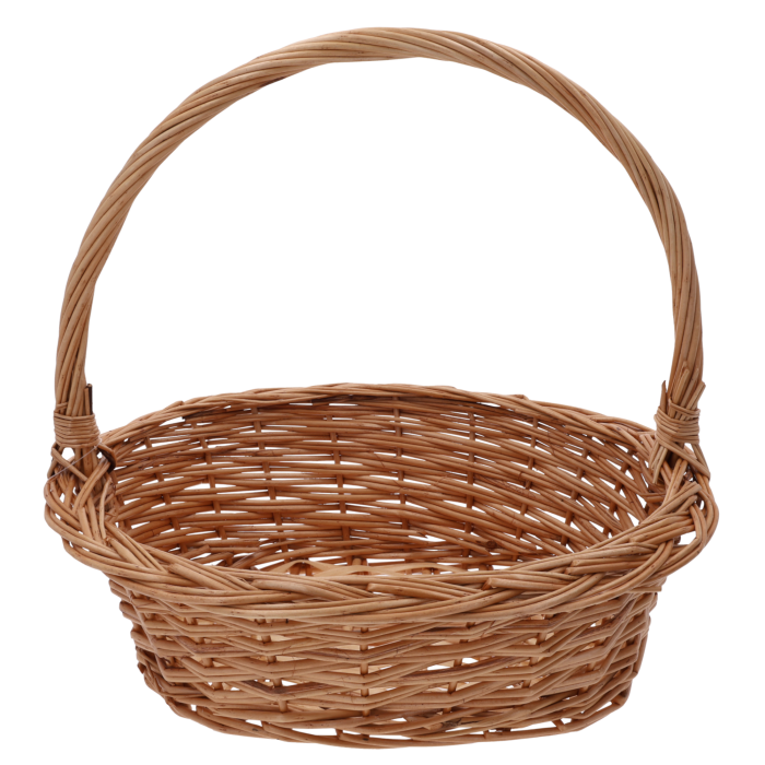 Brązowy owalny kosz wiklinowy 35x27 cm idealny na Wielkanoc, stroiki i zestawy prezentowe. Świetny dla florystów, dekoratorów, kwiaciarni i sklepów. Możliwość zakupów hurtowych dla firm.