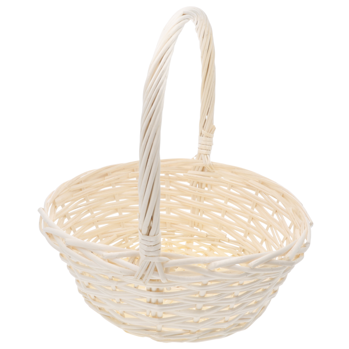 Kosz wiklinowy 35 cm – uniwersalna dekoracja wielkanocna. Sprawdzi się jako duży koszyczek do święcenia pokarmów, opakowanie prezentowe i osłonka na donice. Naturalny kolor, ręczne wykonanie. Hurt dla firm.