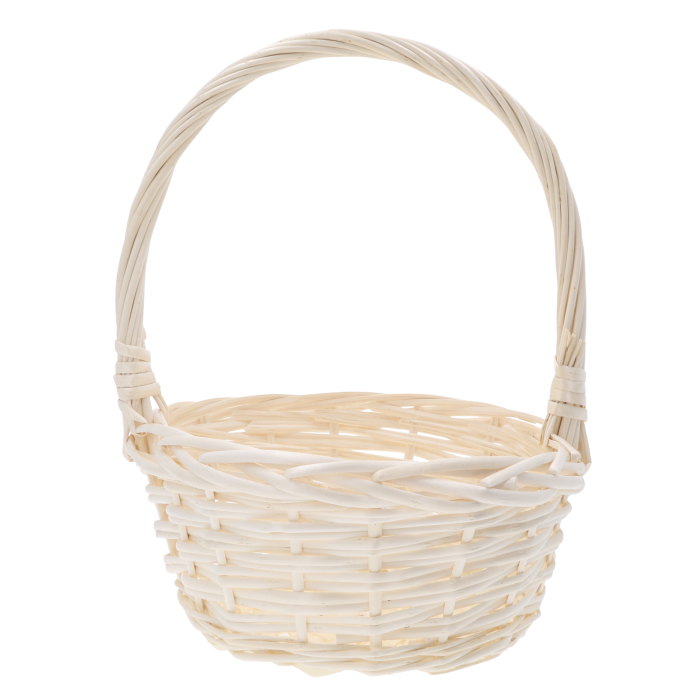 Okrągły kosz wiklinowy 26 cm idealny na Wielkanoc jako kosz na święconkę. Naturalna wiklina, solidna rączka, pojemne wnętrze 23 cm. Świetna baza pod stroiki. Możliwość zakupu hurtowego dla florystów.