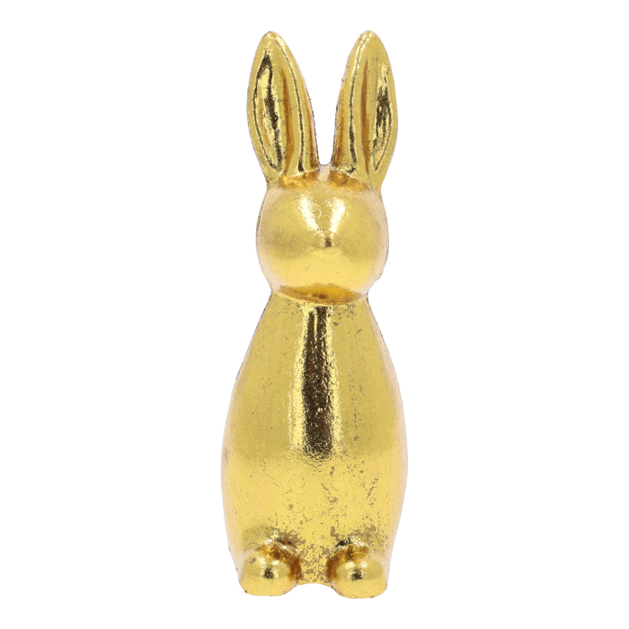 Złoty zając 15 cm to elegancka figurka wielkanocna w stylu glamour. Postarzana powierzchnia dodaje mu unikalnego charakteru w aranżacjach salonu.