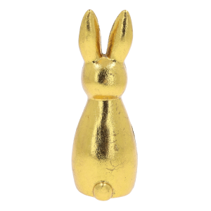 Tylna część złotej figurki zająca 15 cm. Starannie wykończona dekoracja w stylu glamour, która pięknie prezentuje się z każdej strony.