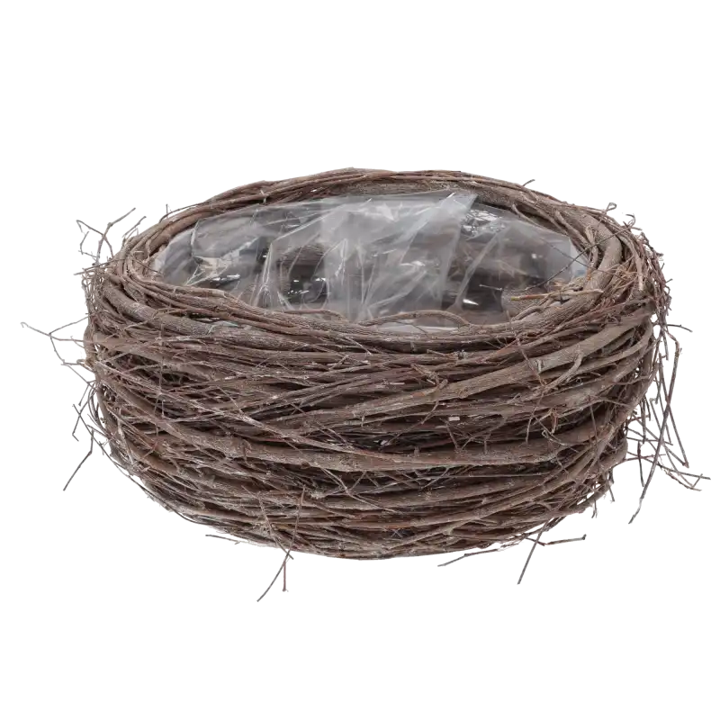 Naturalna okrągła osłonka z patyków o średnicy 25 cm. Posiada folię ochronną wewnątrz, co ułatwia tworzenie kompozycji florystycznych. Styl rustykalny i boho.