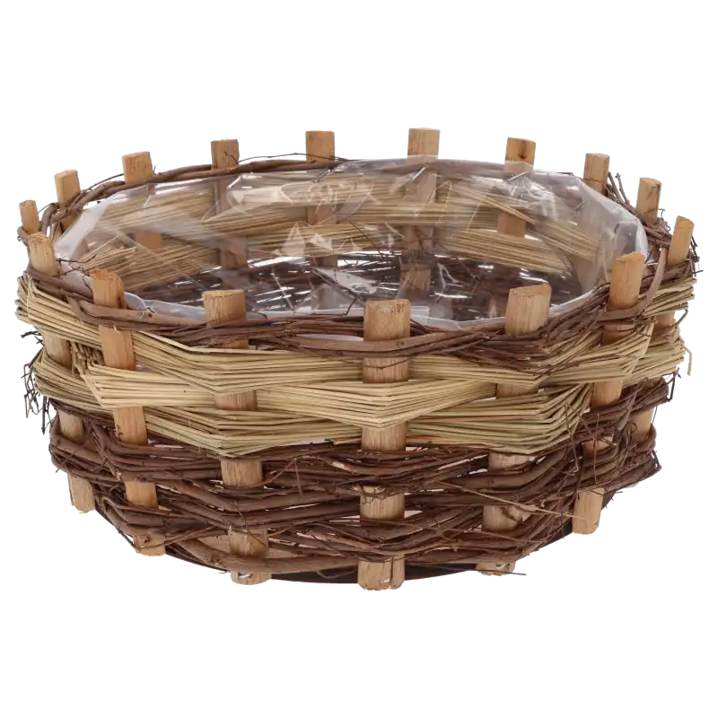 Okrągła drewniana osłonka o średnicy 30 cm wykonana z naturalnego drewna. Posiada folię ochronną wewnątrz, co ułatwia sadzenie roślin.