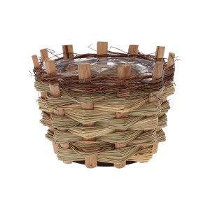 Okrągła drewniana osłonka 20 cm z kory. Naturalne osłonki o średnicy 20 cm z folią ochronną do roślin doniczkowych.
