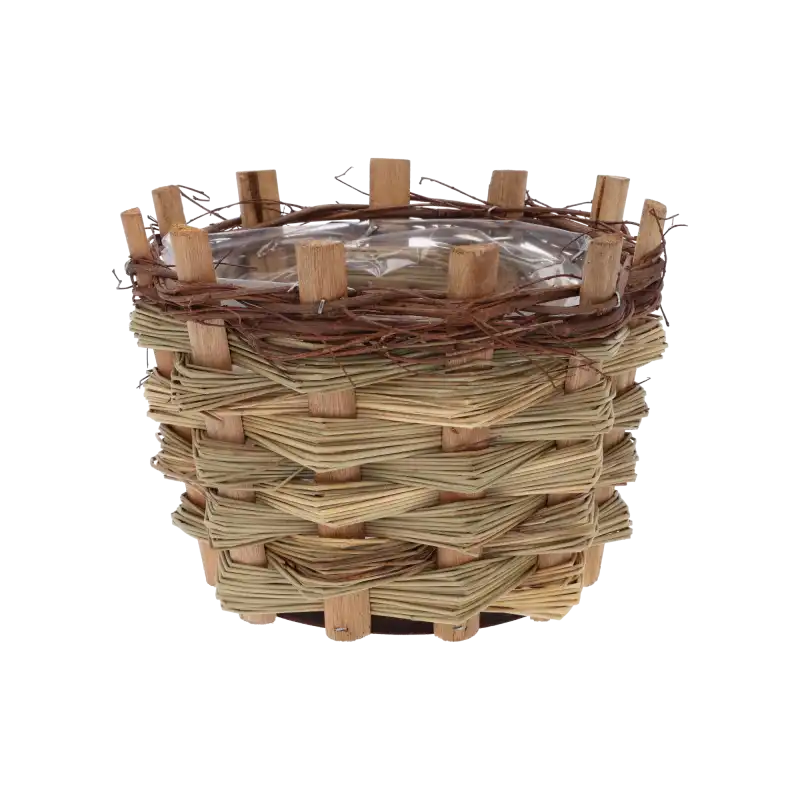 Okrągła drewniana osłonka 20 cm z kory. Naturalne osłonki o średnicy 20 cm z folią ochronną do roślin doniczkowych.