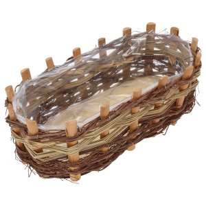 Owalna osłonka 33x17 cm z naturalnych materiałów. Prezentuje uniwersalny kształt i praktyczne wykończenie z folią.