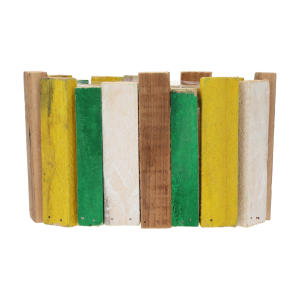 Owalna drewniana osłonka z kory o wymiarach 22x12x13 cm, wykonana z barwnych elementów w rustykalnym stylu, idealna do roślin.