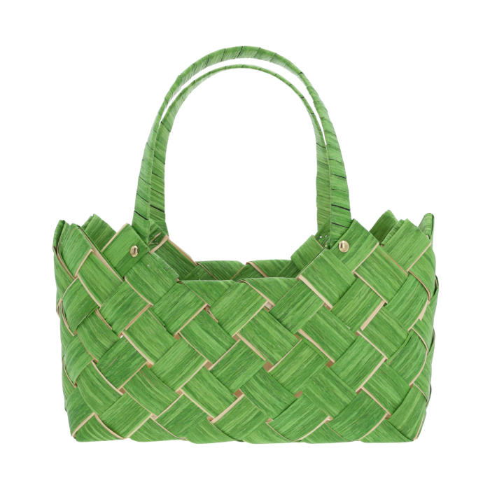 Zielona torba dekoracyjna S 30x14 cm to naturalna osłonka idealna do roślin doniczkowych, ziół i kompozycji florystycznych. Lekka, estetyczna i wyposażona w wygodne uszy. Doskonała jako torebka prezentowa i dekoracja wnętrz.