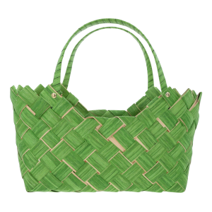 Zielona torba dekoracyjna o wymiarach 35x20 cm z naturalnych materiałów. Posiada wygodne uszy, prezentuje się na wprost w pełnej okazałości.