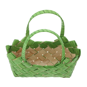 Górny profil zielonej torby dekoracyjnej o wymiarach 30x14 cm, prezentujący naturalny splot materiału oraz otwarta przestrzeń do wypełnienia roślinami.