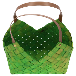 Pusta zielona torba na kwiaty 30 cm. Lekka konstrukcja z naturalnych surowców, doskonała jako organizer lub osłonka doniczki.