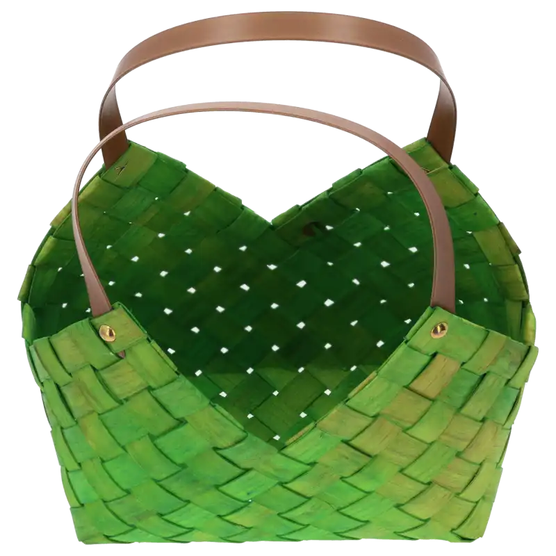 Pusta zielona torba na kwiaty 30 cm. Lekka konstrukcja z naturalnych surowców, doskonała jako organizer lub osłonka doniczki.