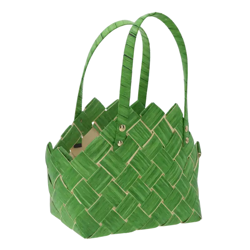 Dekoracyjna torba zielona 28x15 cm to praktyczna i efektowna osłonka wykonana z naturalnych materiałów. Świetnie sprawdzi się do roślin, stroików i prezentów. Lekka, modna i funkcjonalna. Idealna do domu, biura i kwiaciarni.