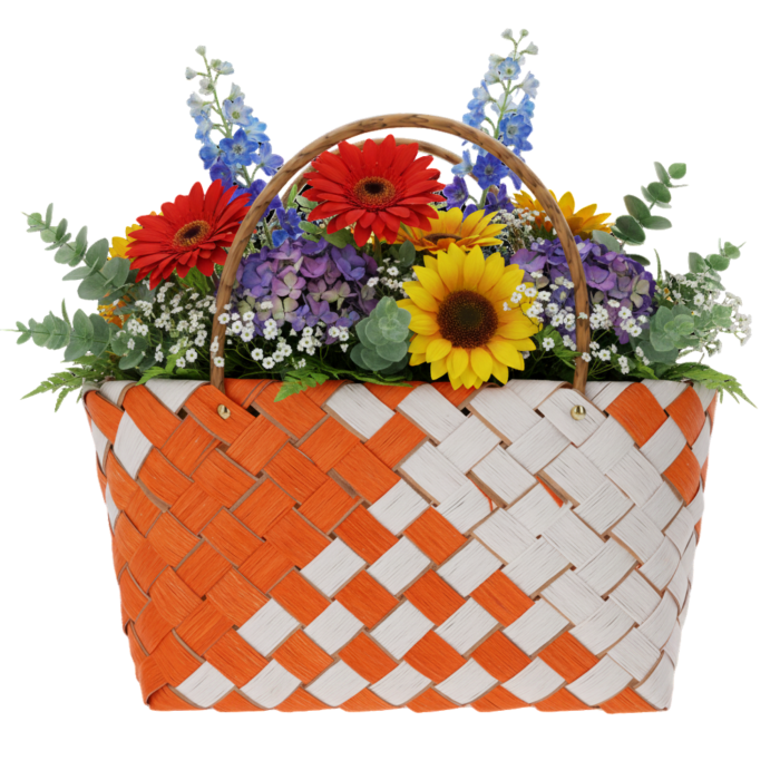 Dekoracyjna torba pomarańczowa 37x20x35 cm to praktyczna i efektowna osłonka wykonana z naturalnych materiałów. Świetnie sprawdzi się do roślin, stroików i prezentów. Lekka, modna i funkcjonalna. Idealna do domu, biura i kwiaciarni.