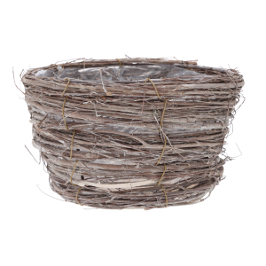 Rustykalna osłonka z naturalnych patyków o średnicy 22 cm. Kompaktowa konstrukcja z folią ochronną, dopasowana do aranżacji boho i eko.
