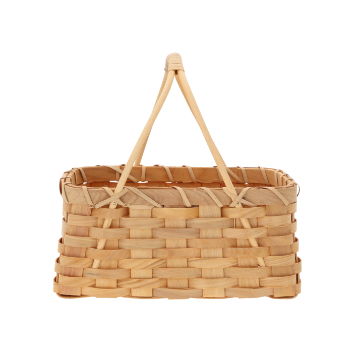 Naturalna torba dekoracyjna 23x15x24 cm o plecionej strukturze z wygodnym uchwytem, doskonała jako stylowy koszyk na kwiaty.